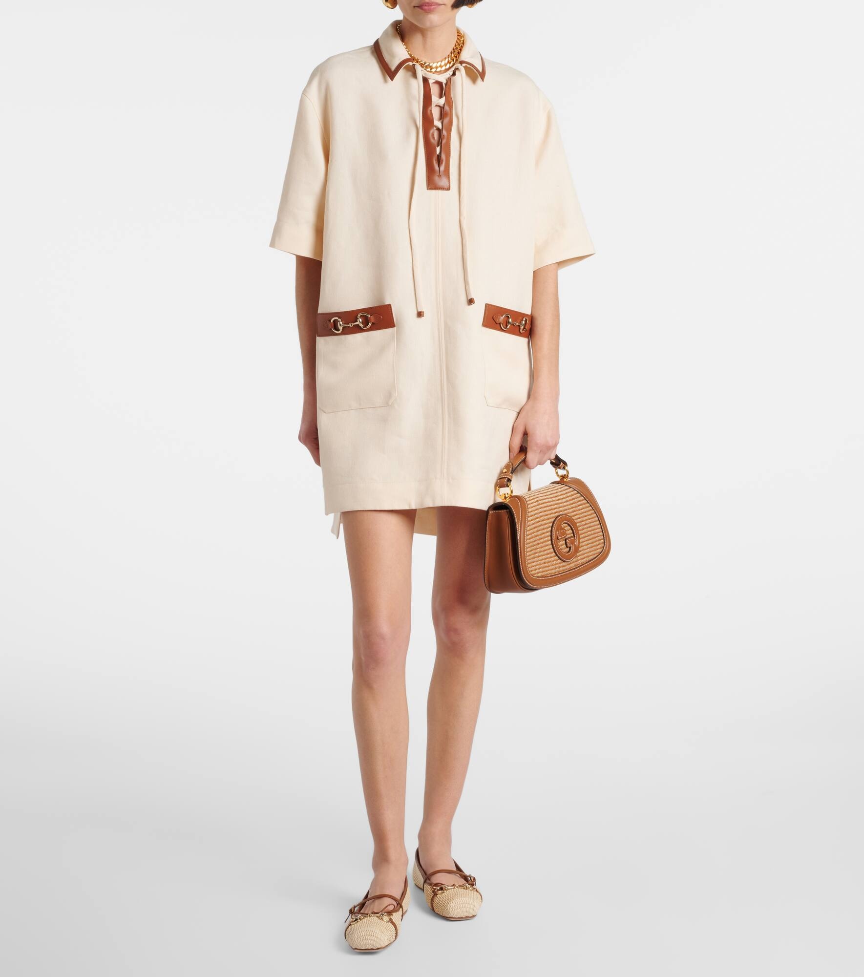 Horsebit linen canvas minidress - 2