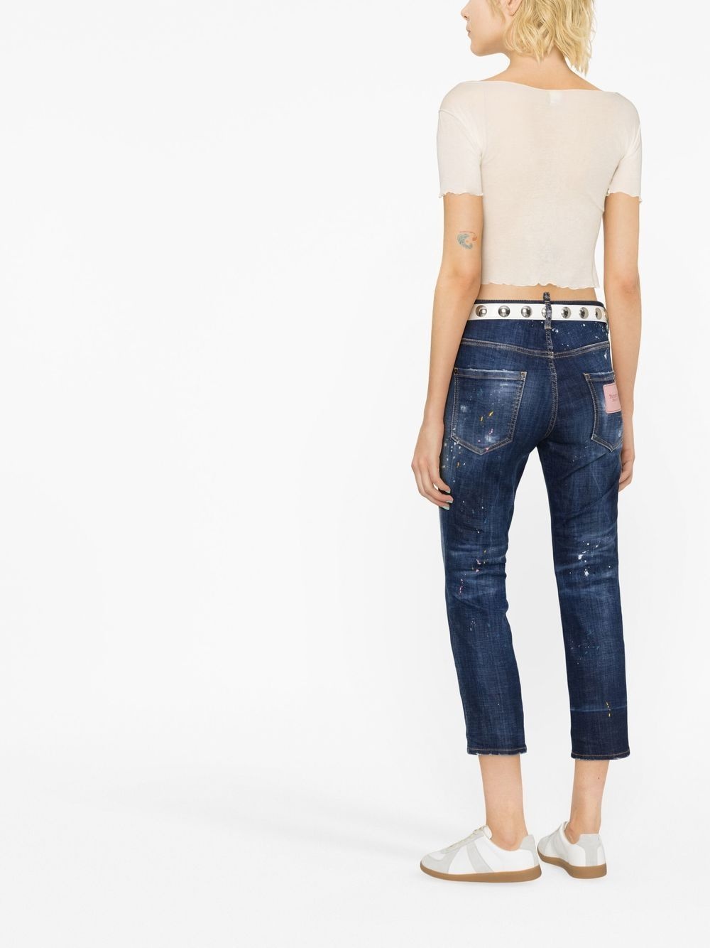 distressed cropped jeans - 3