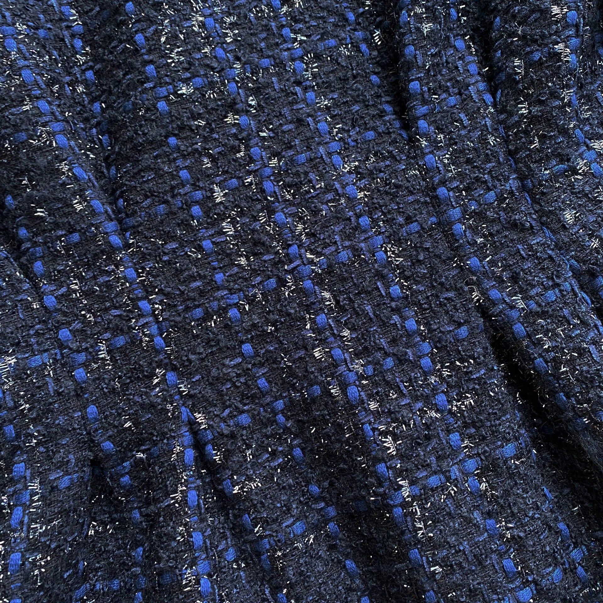 Navy Metallic Bouclé Jacket - 5
