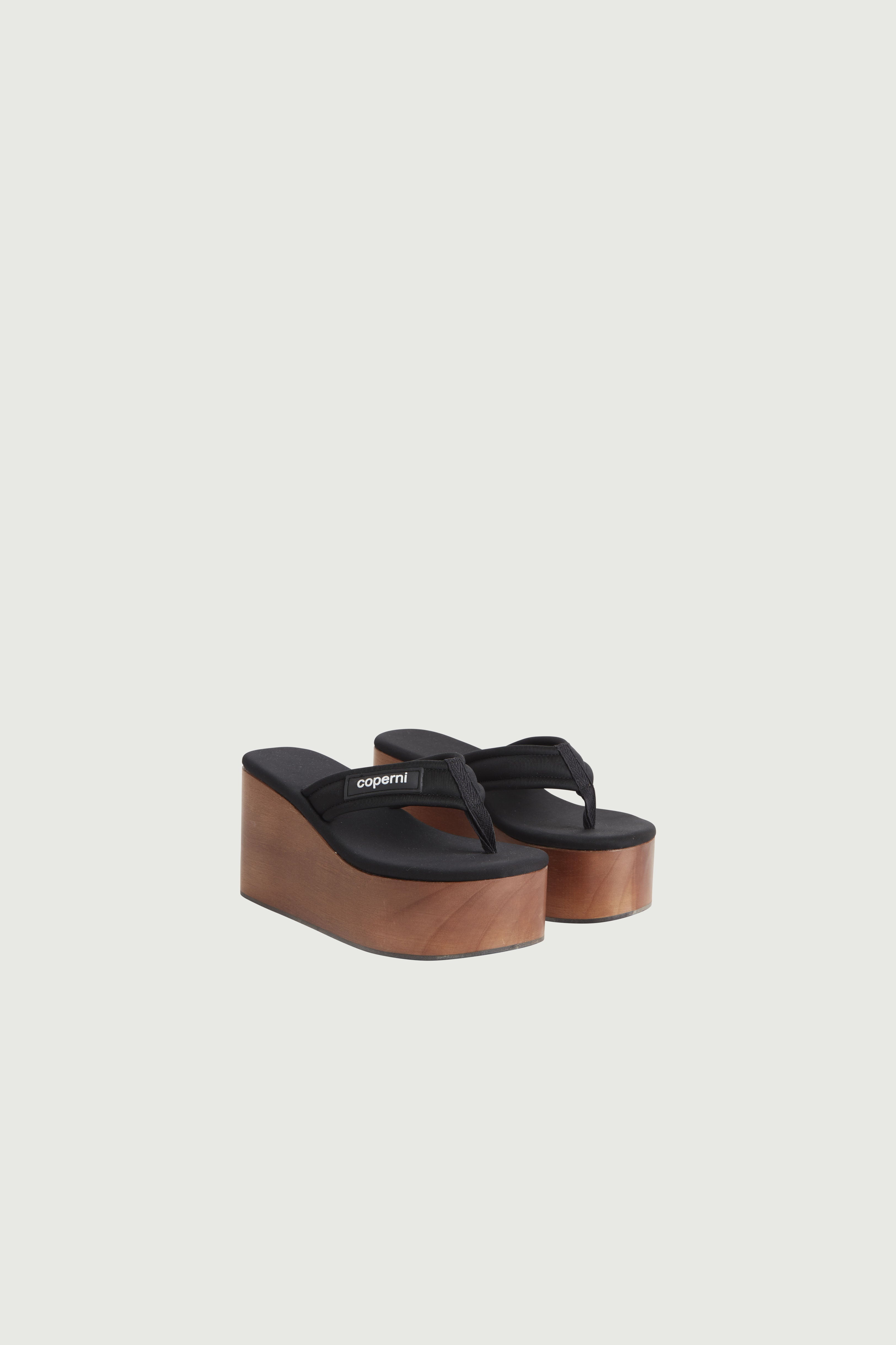 Wooden Branded Wedge Sandal - 3