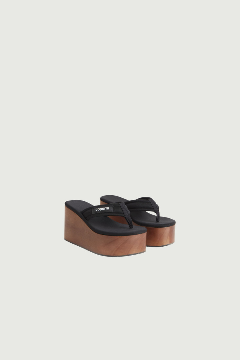 Wooden Branded Wedge Sandal 3