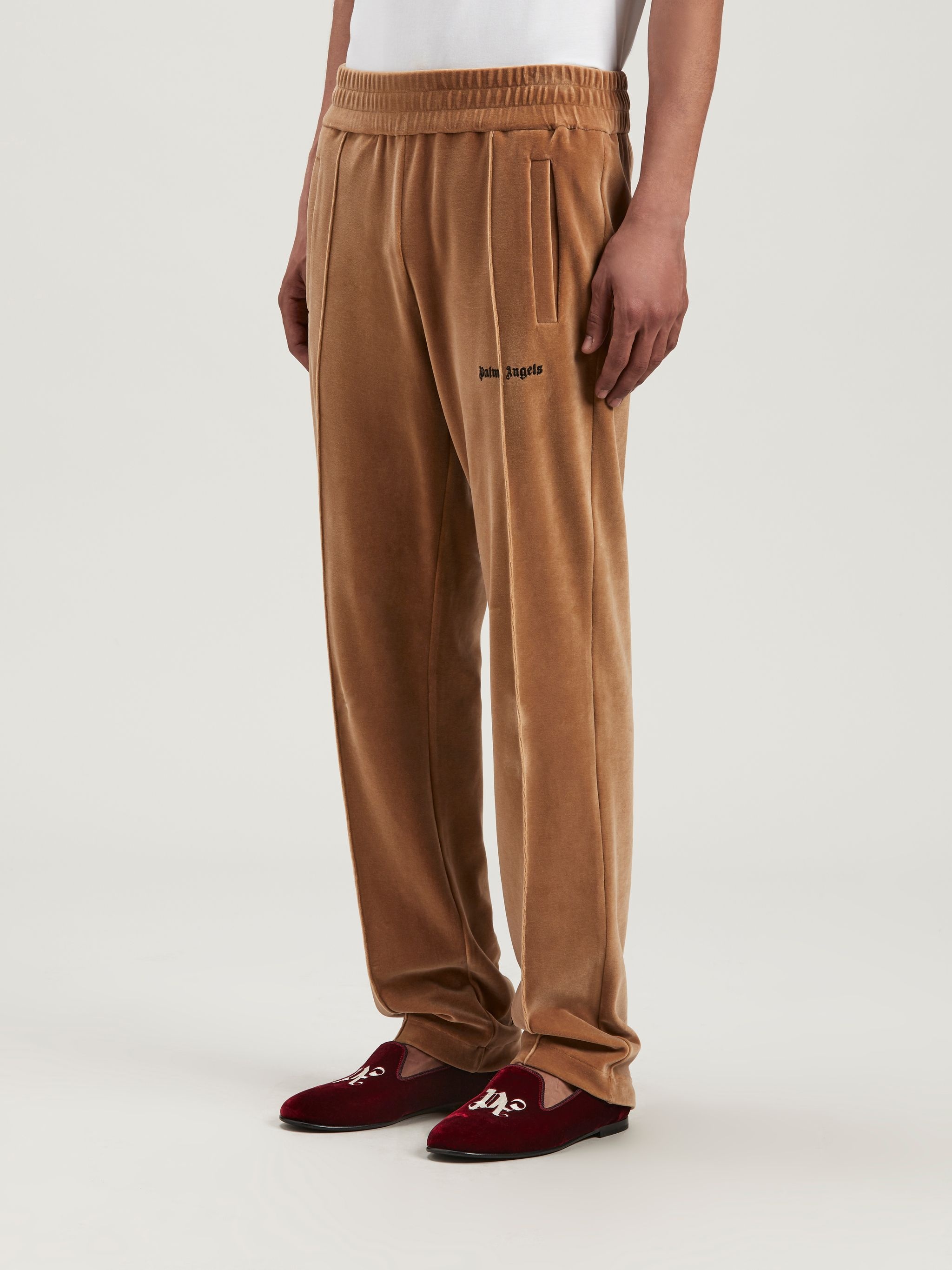 PALM ANGELS Slim-Fit Straight-Leg Cotton-Blend Velour Track Pants for Men