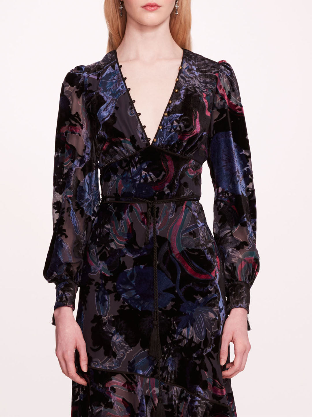 VELVET BURNOUT MIDI DRESS - 4