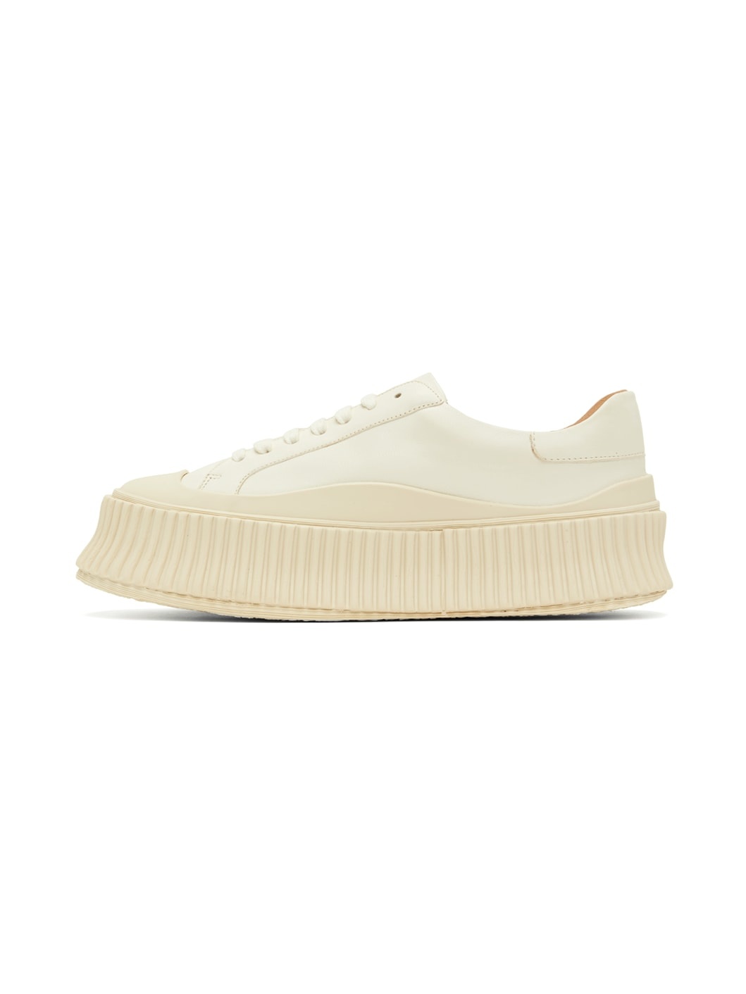 White Leather Platform Sneakers - 3