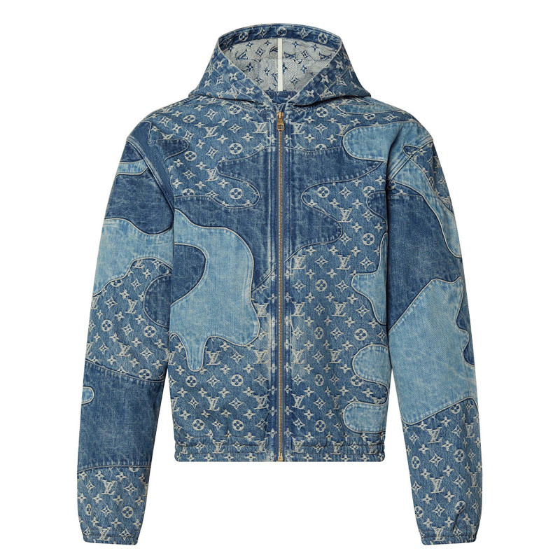 Monogram Patchwork Denim Hoodie - 1