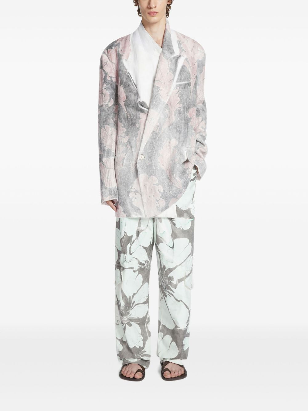 printed double-breasted blazer - 2