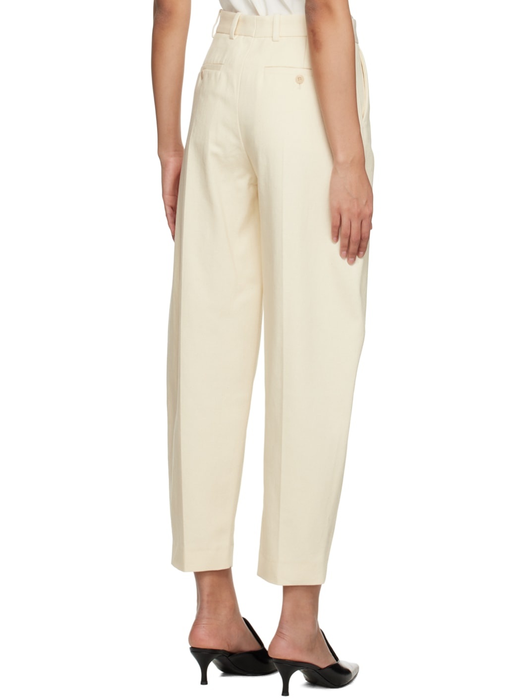 Beige Barrel-Leg Trousers - 3