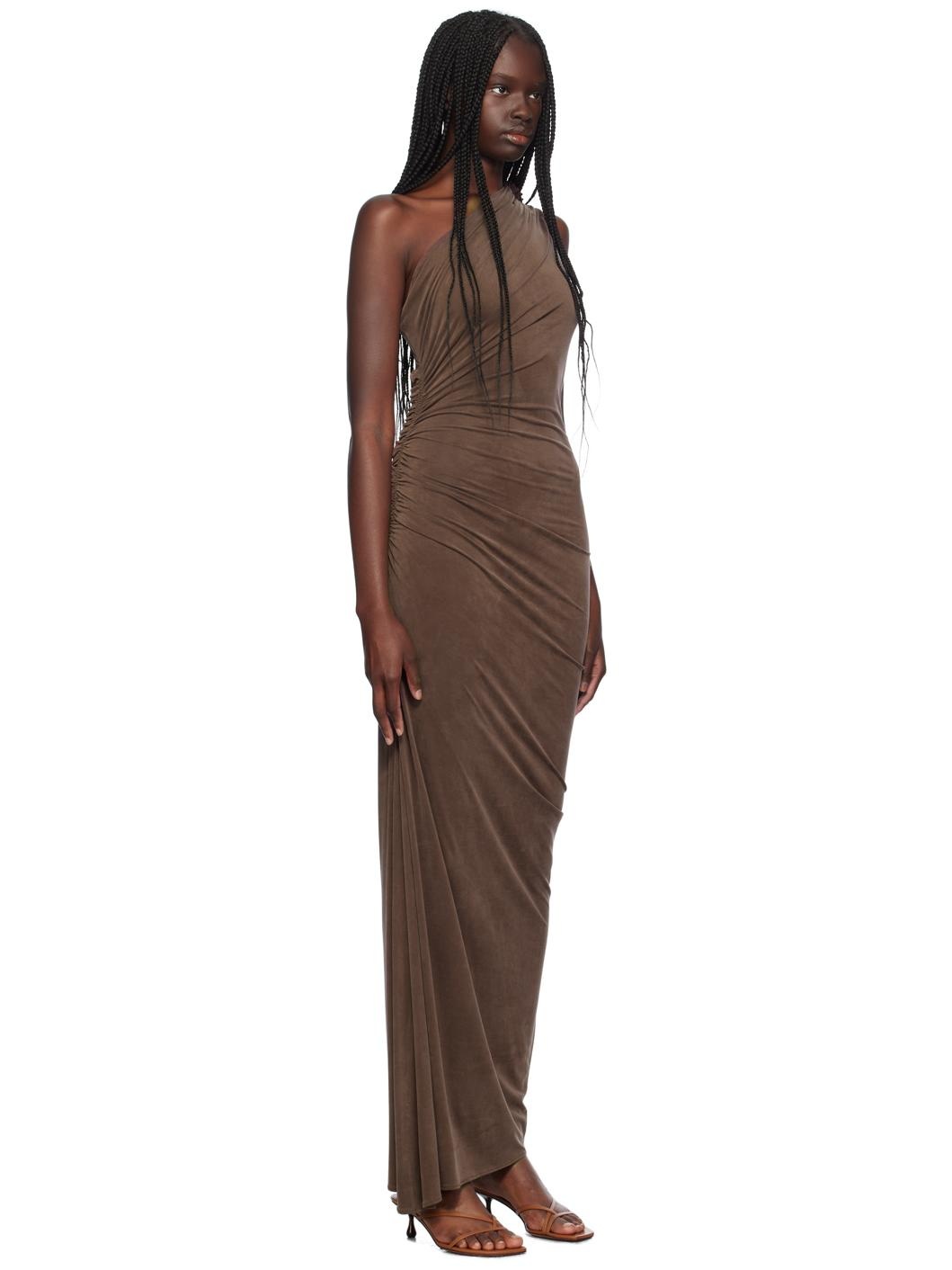 Purple One Shoulder Ruched Maxi Dress - 2