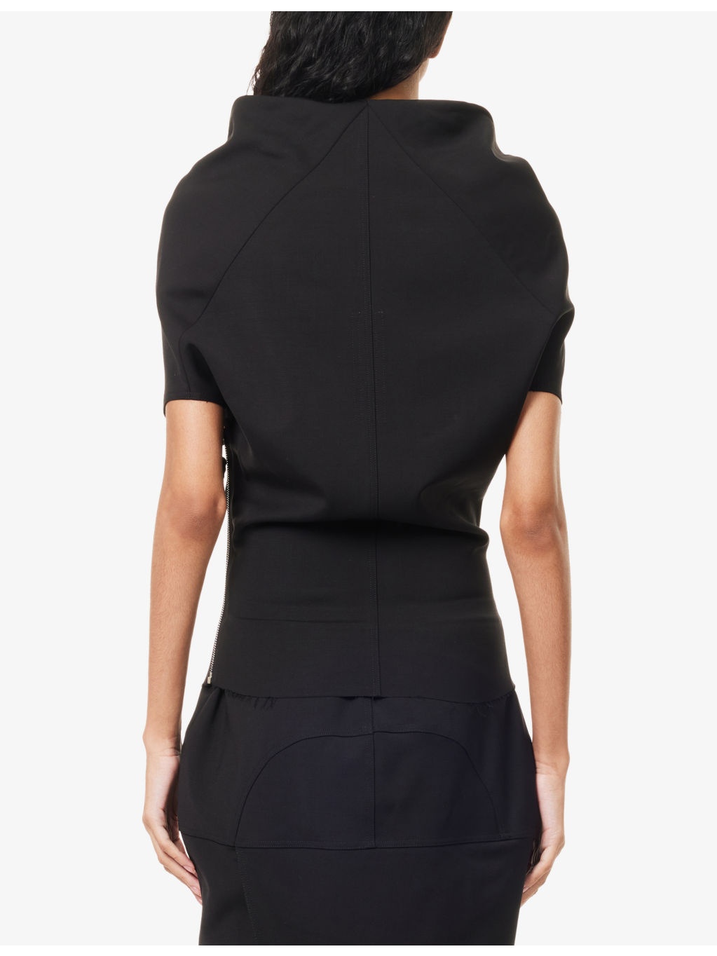 Shroud Curved-Neckline Wool-Blend Top - 4