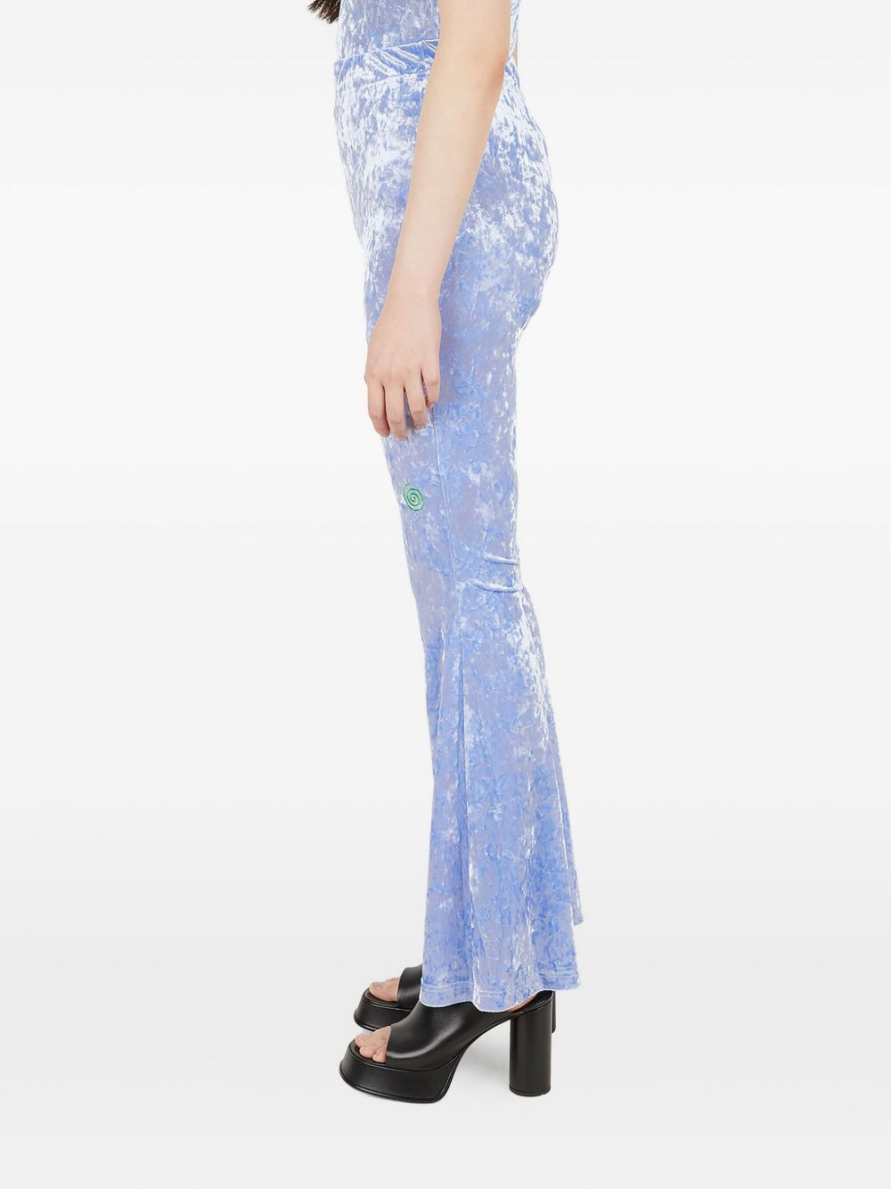 crushed-velvet flared trousers - 3