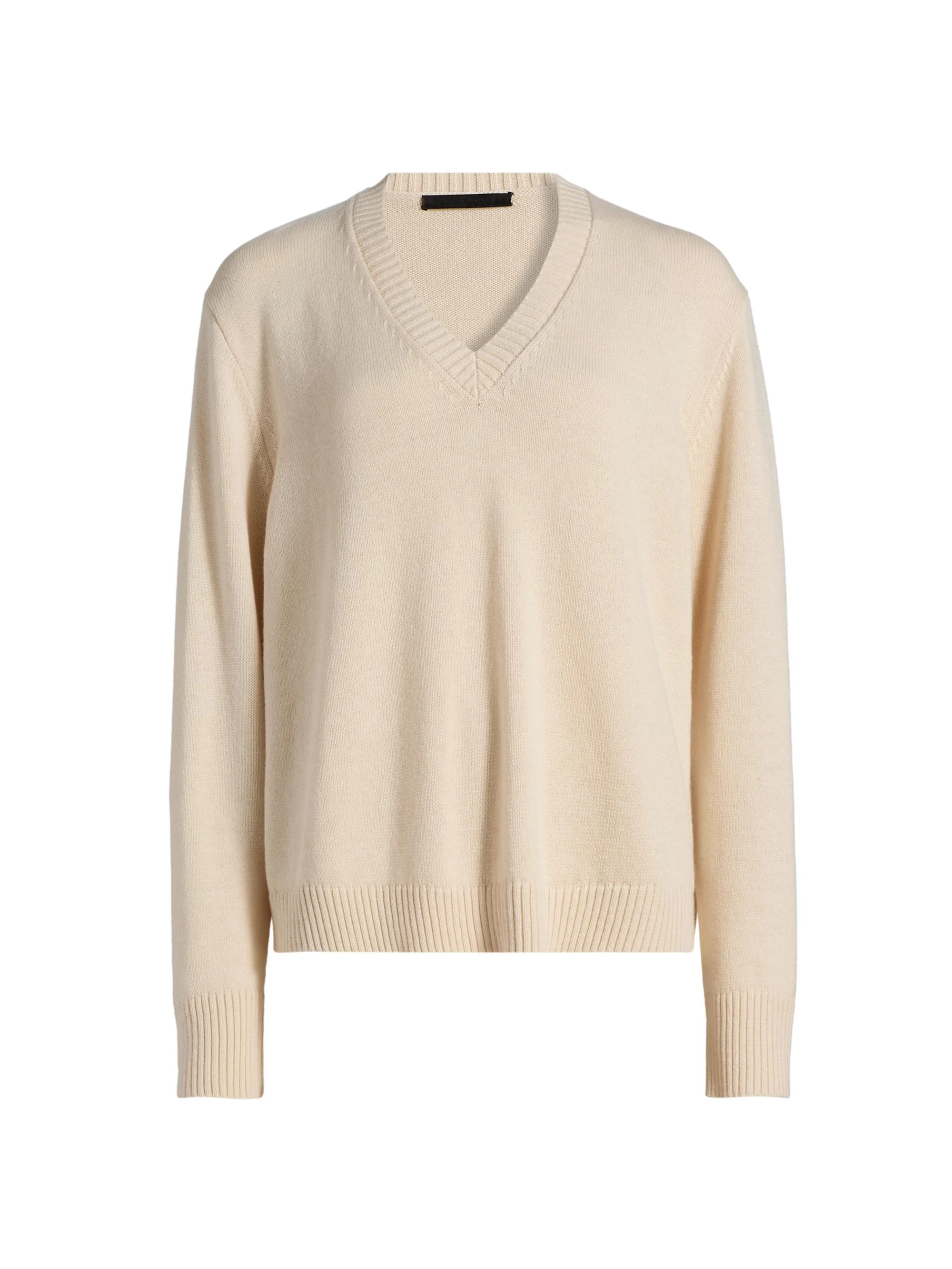 Women's Simone Wool-Cotton V-Neck Sweater - Ivory - 1