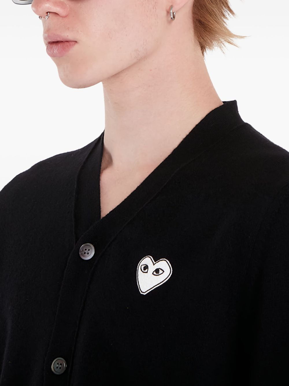 heart-patch wool cardigan - 5
