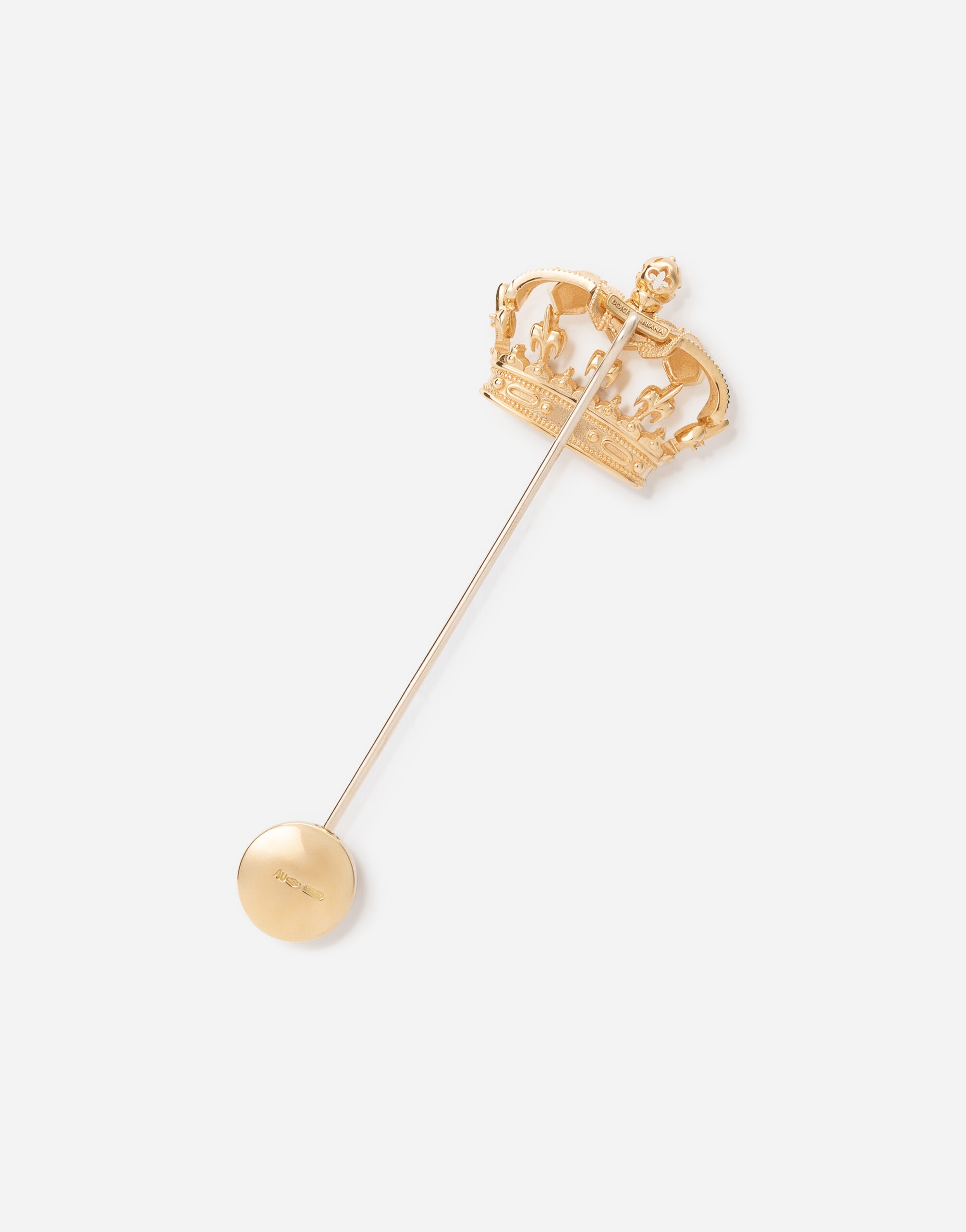 Crown yellow gold stick pin brooch - 3