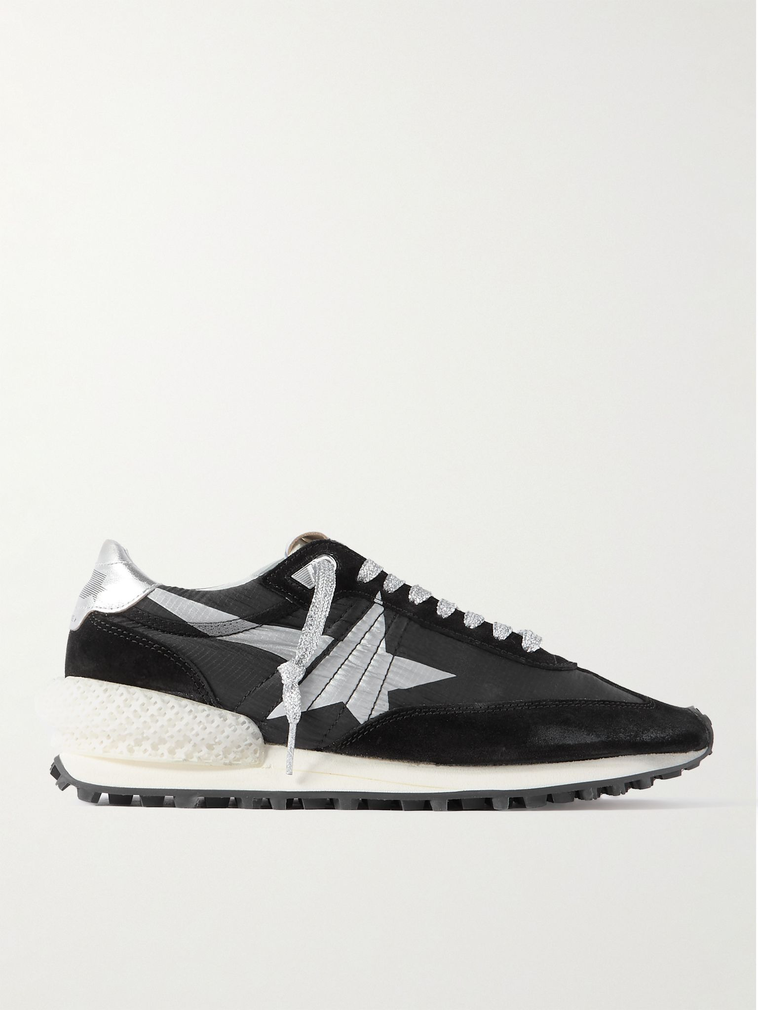 Marathon Leather and Suede-Trimmed Nylon Sneakers Black - 1