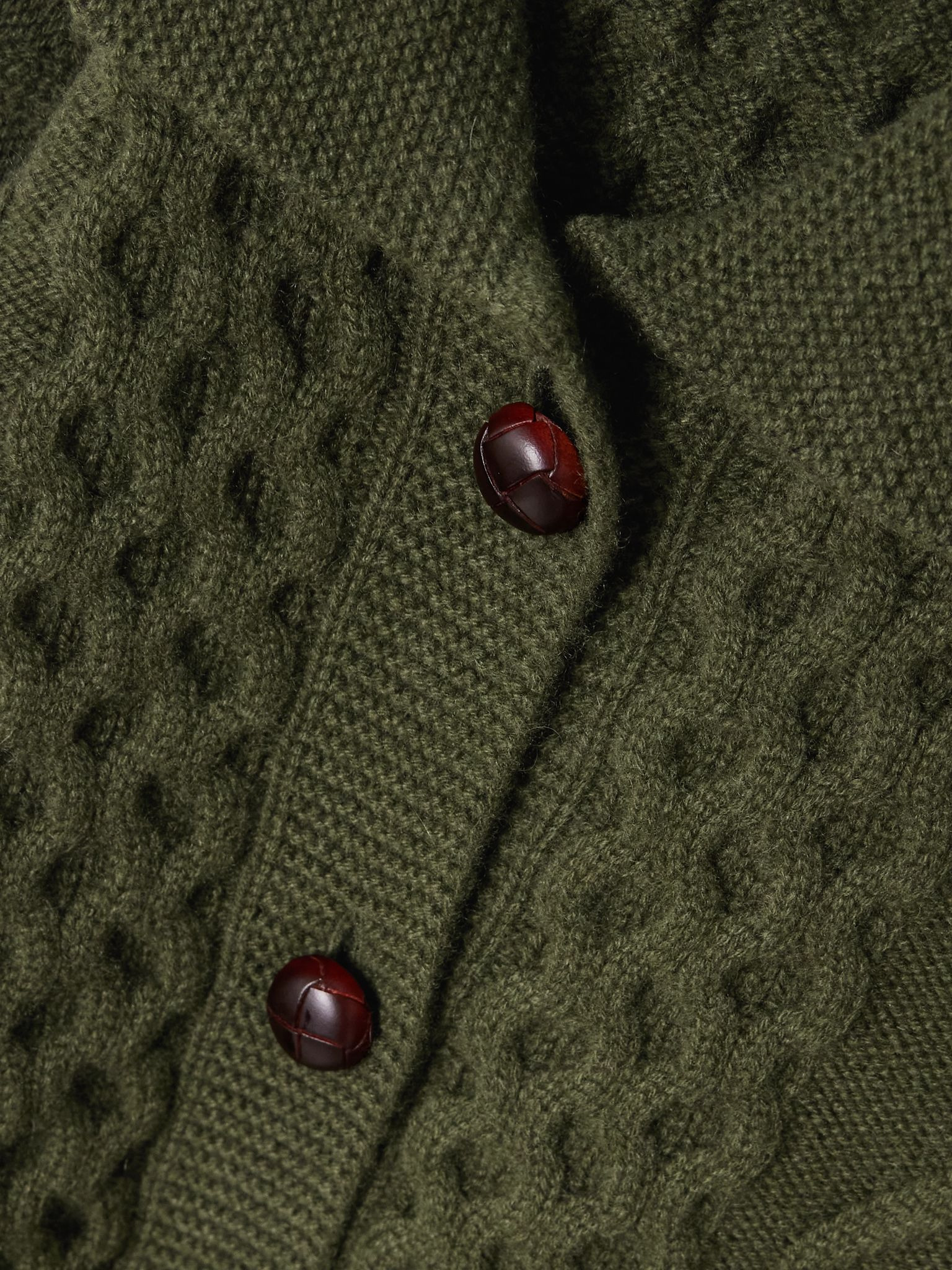 Columbia cable-knit cashmere cardigan Green - 4