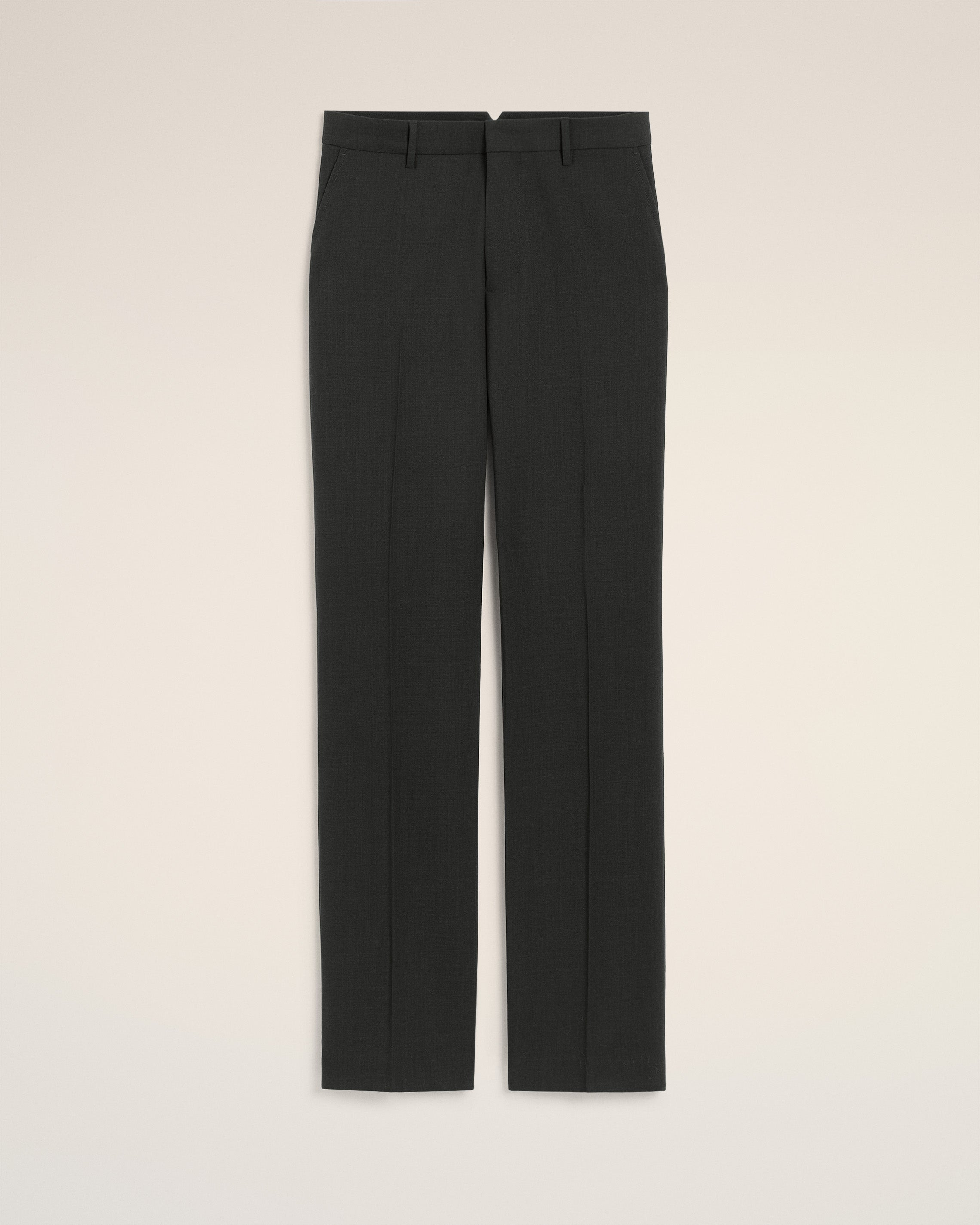 BLACK WOOL STRAIGHT TROUSERS - 2