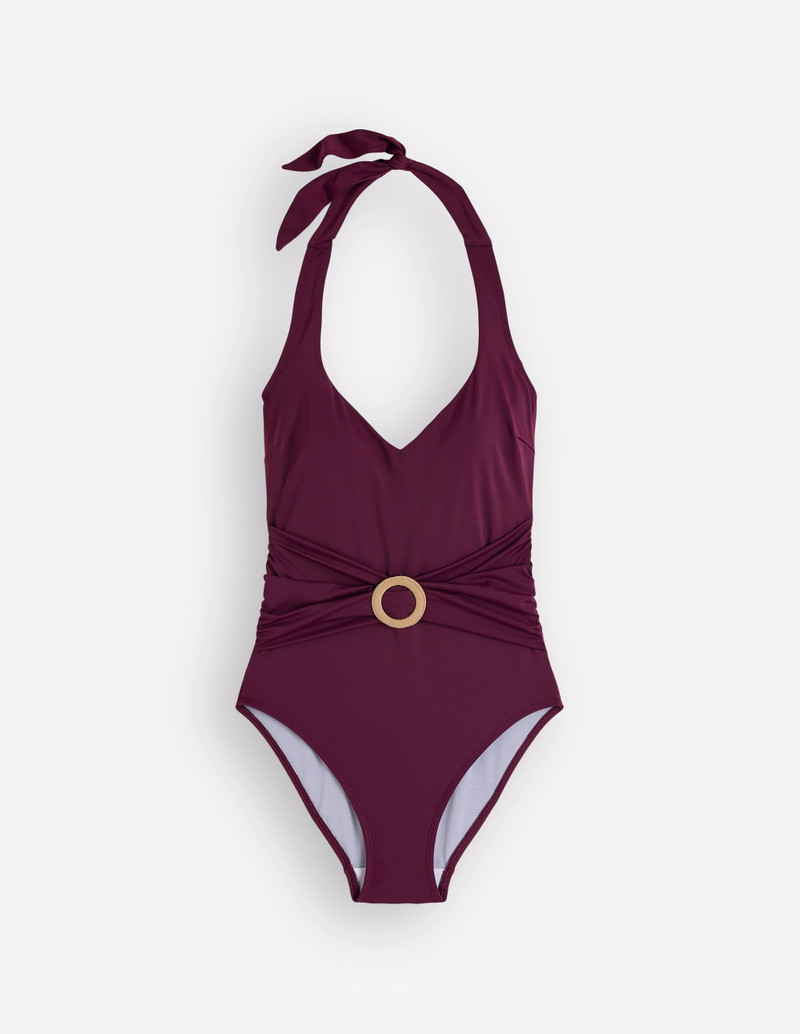 Sorrento Hoop Sash Swimsuit-Chocberry - 1
