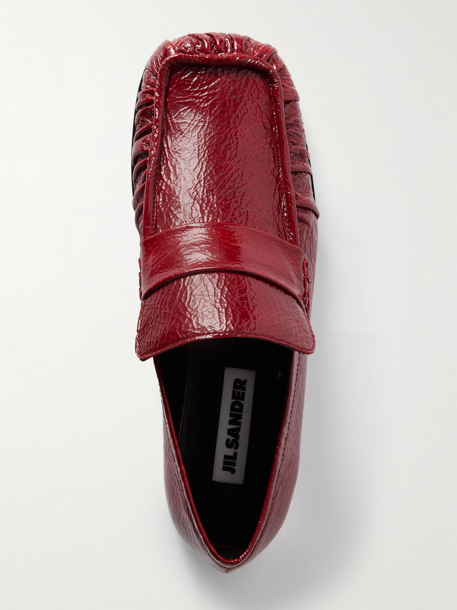 Crinkled glossed-leather loafers Red - 5