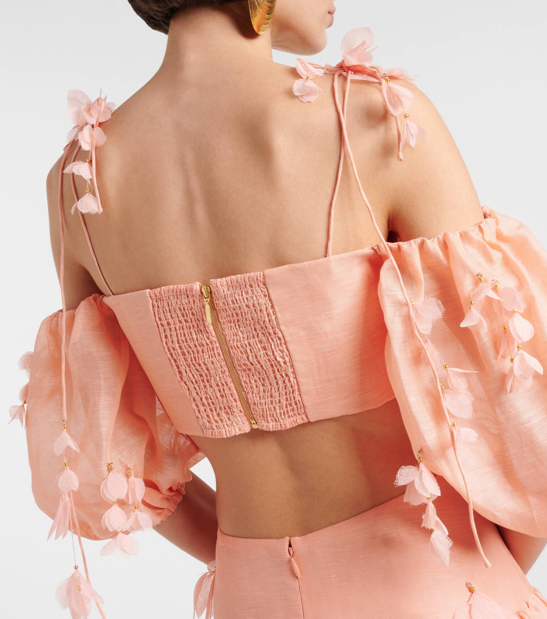 Dawning linen and silk crop top - 5