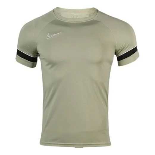 Nike Dri-FIT Academy Casual Sports Knit Soccer/Football Cuff Colorblock Embroidered Short Sleeve Oli - 1