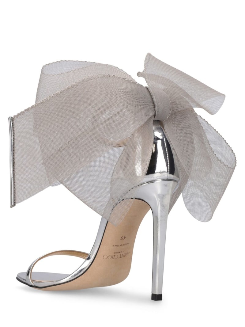 100mm Aveline metallic sandals w/ bow - 3