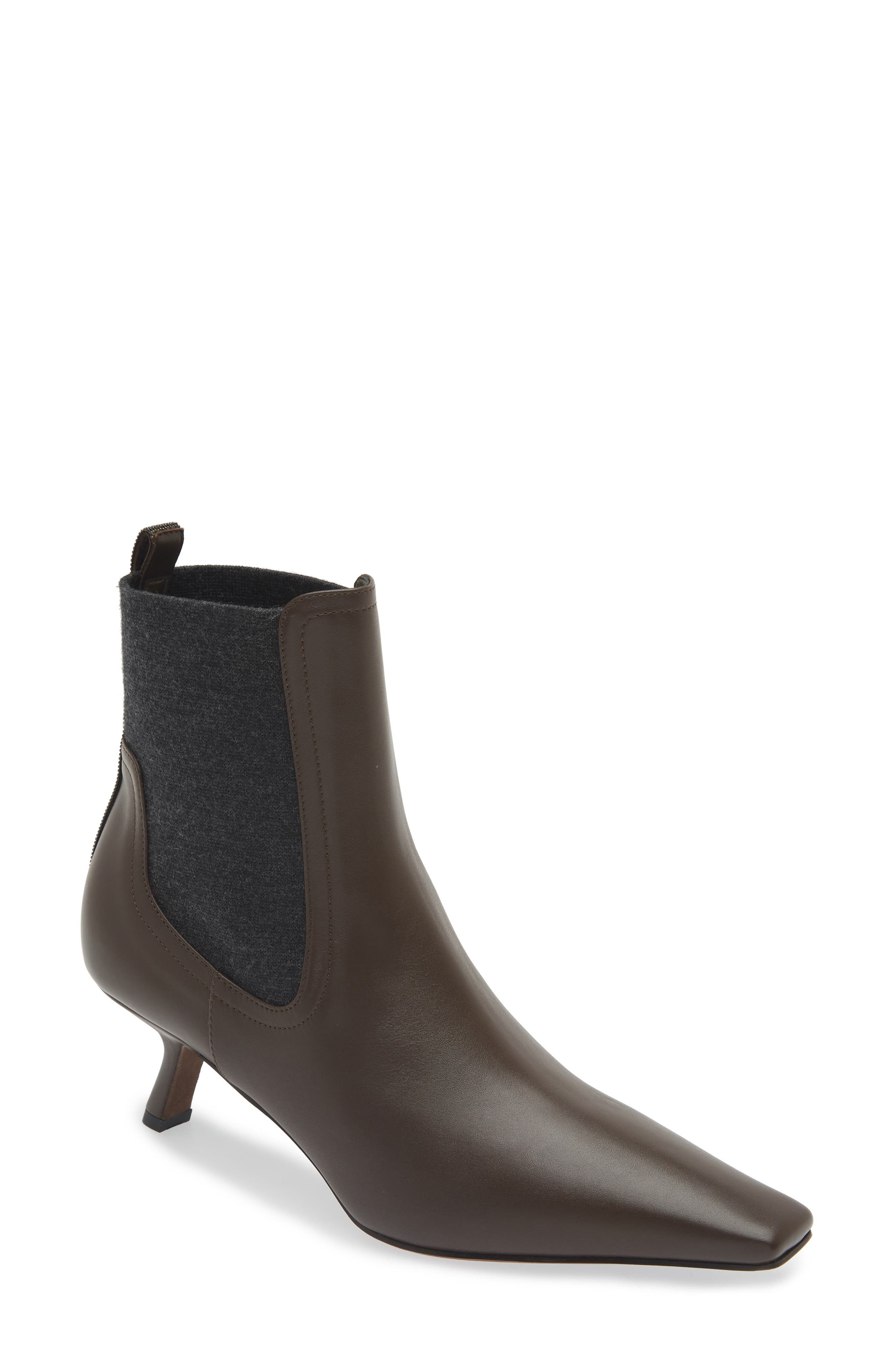 Brunello Cucinelli Kitten Heel Chelsea Boot in C8279 Testa Moro at Nordstrom - 1