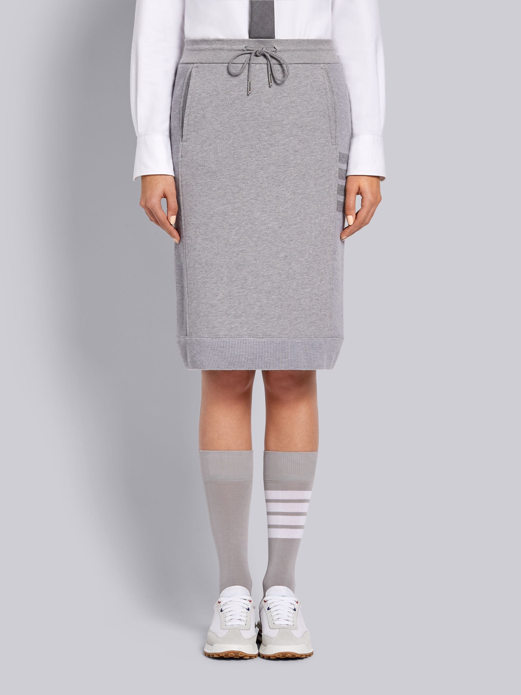 Light Grey Classic Loopback Tonal 4-Bar Sack Skirt - 1