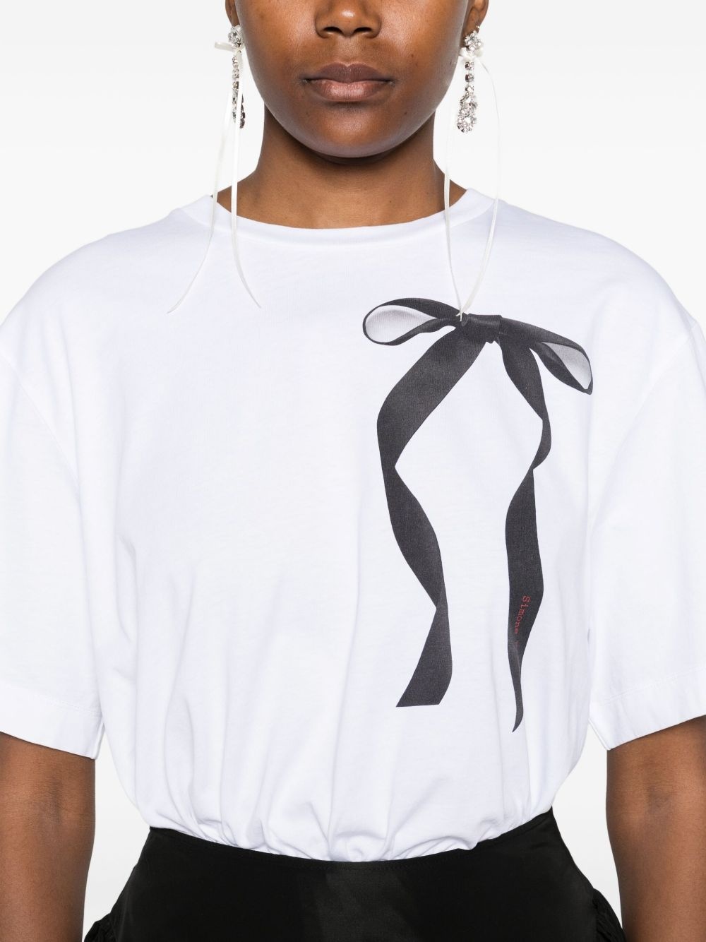 ribbon bow-print T-shirt - 5