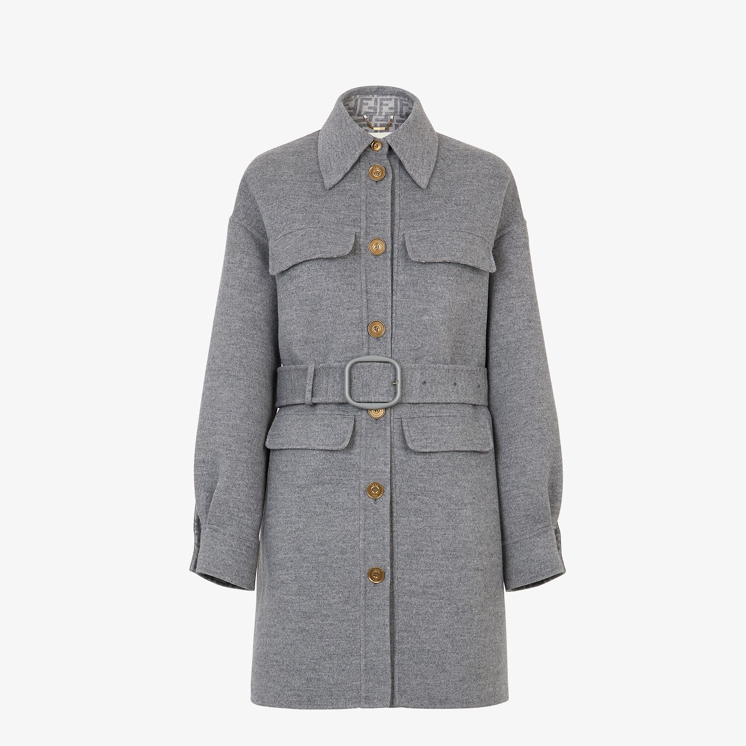 Gray wool trench coat - 1