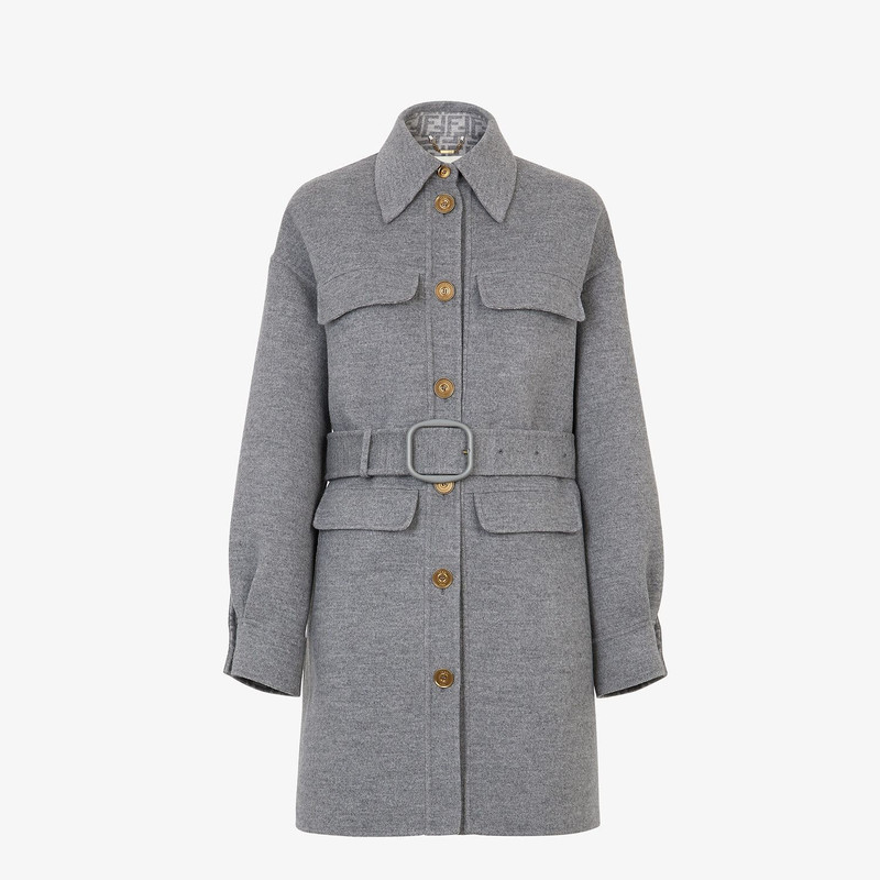 Gray wool trench coat 1