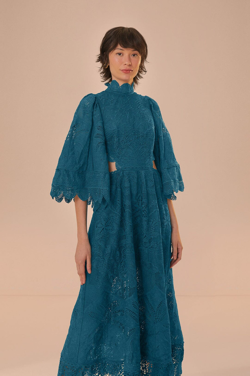 Green Guipire Cut-Out Midi Dress 3