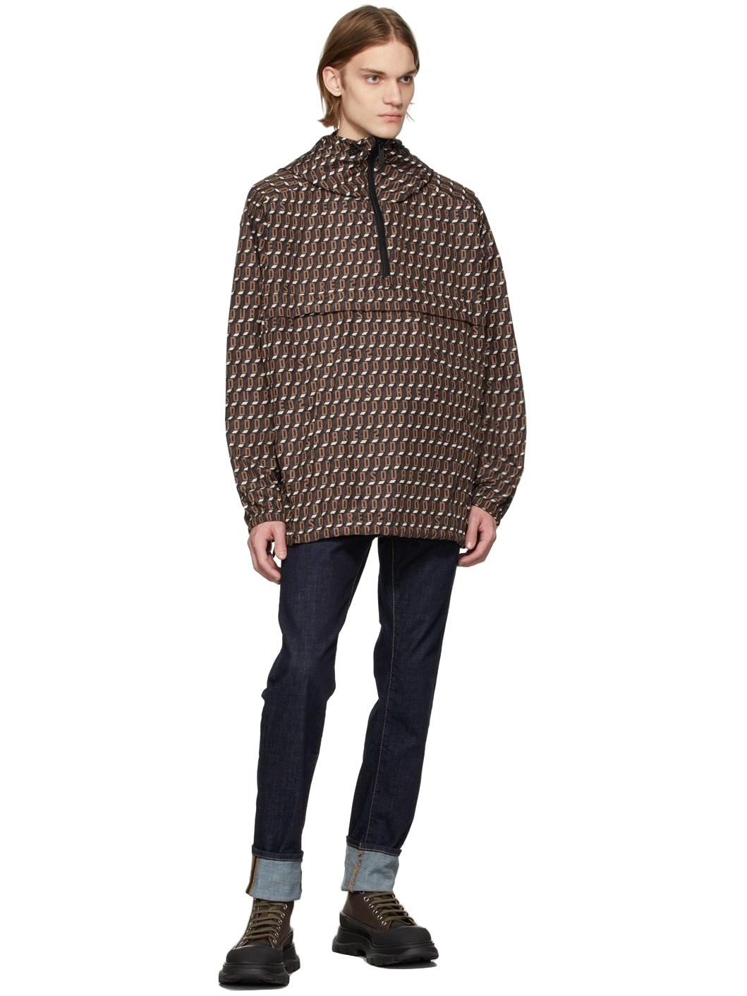 Black & Brown Monogram Windbreaker - 4