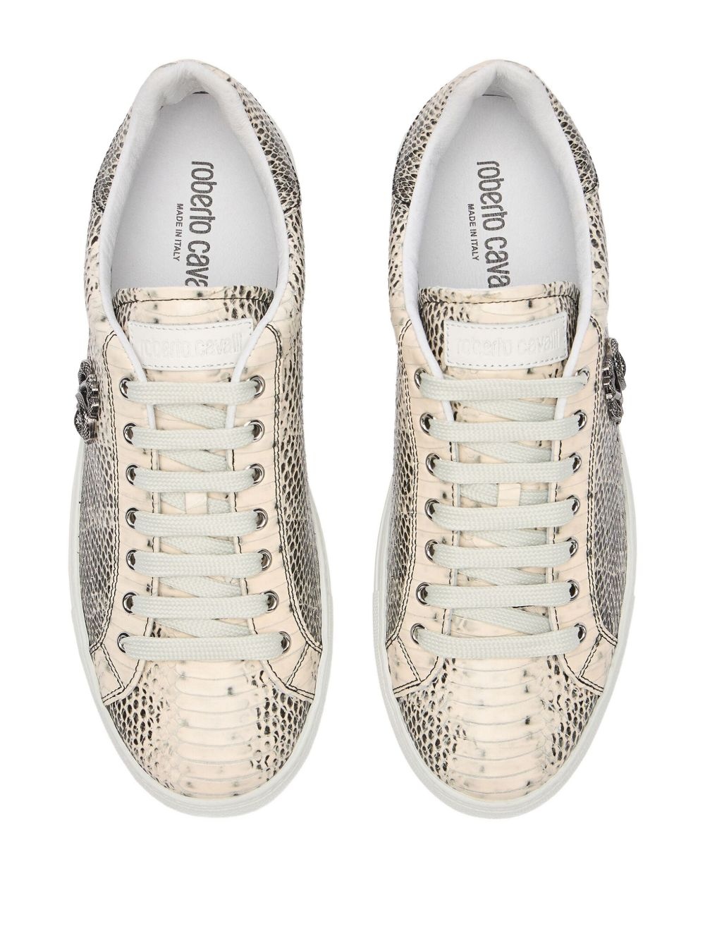 snake-effect leather sneakers - 4