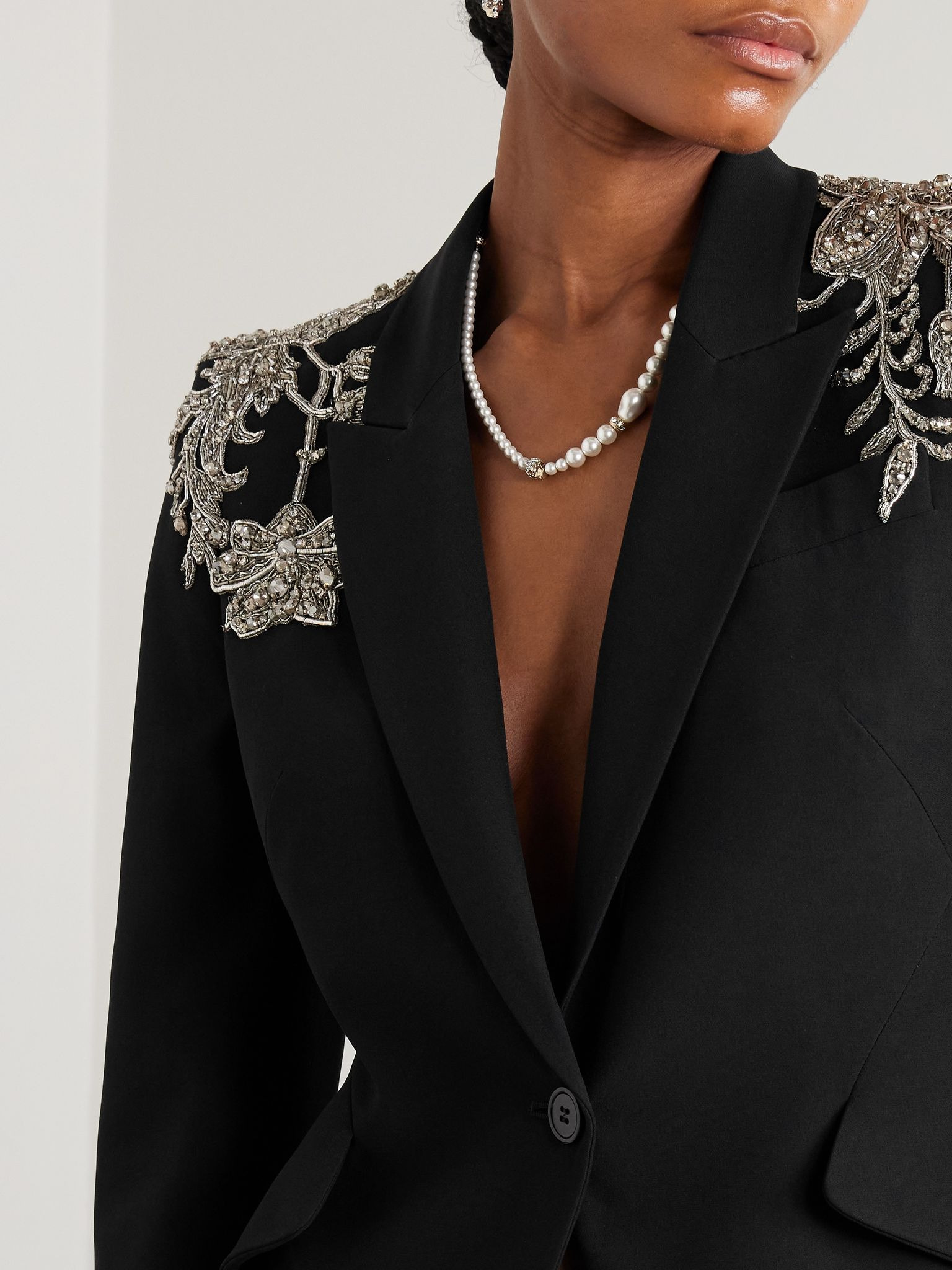 Embellished crepe blazer Black - 5