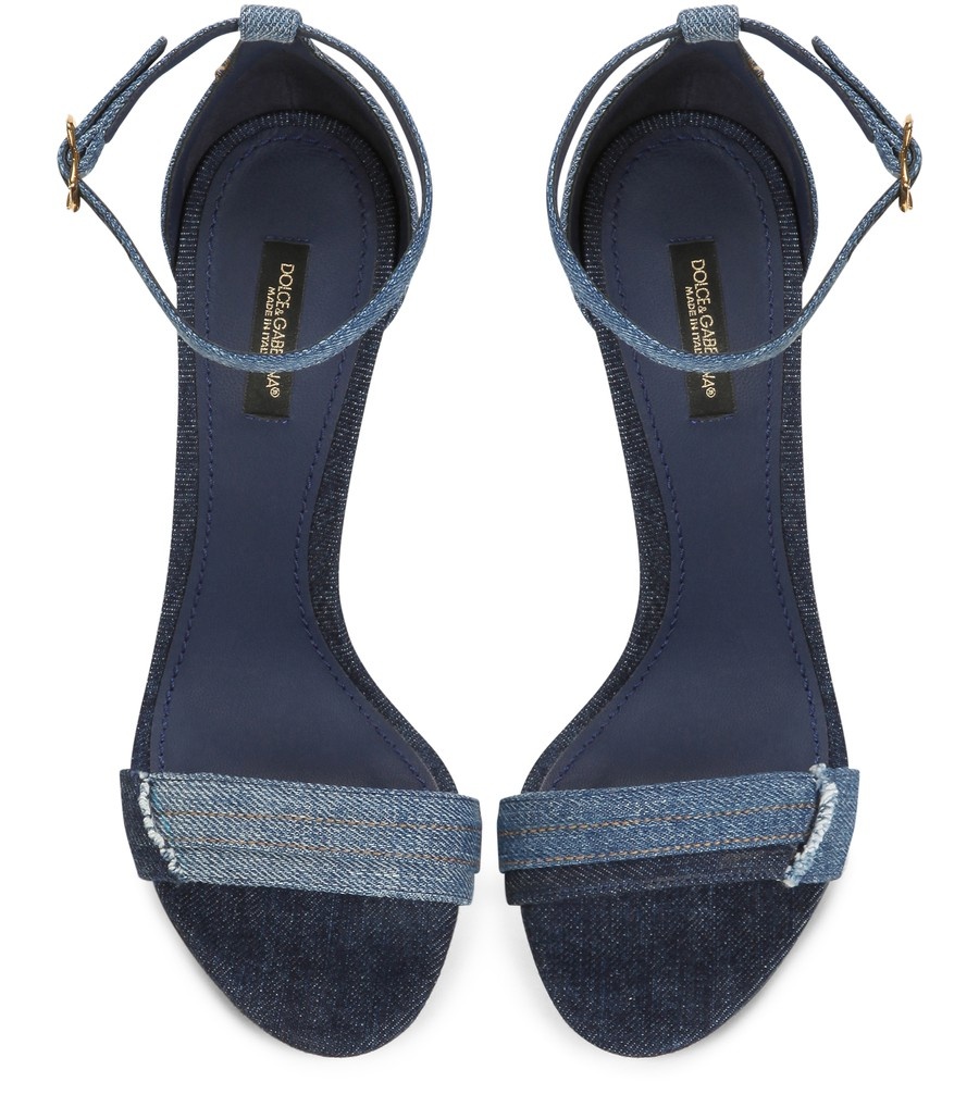 Patchwork denim sandals with baroque DG heel - 4