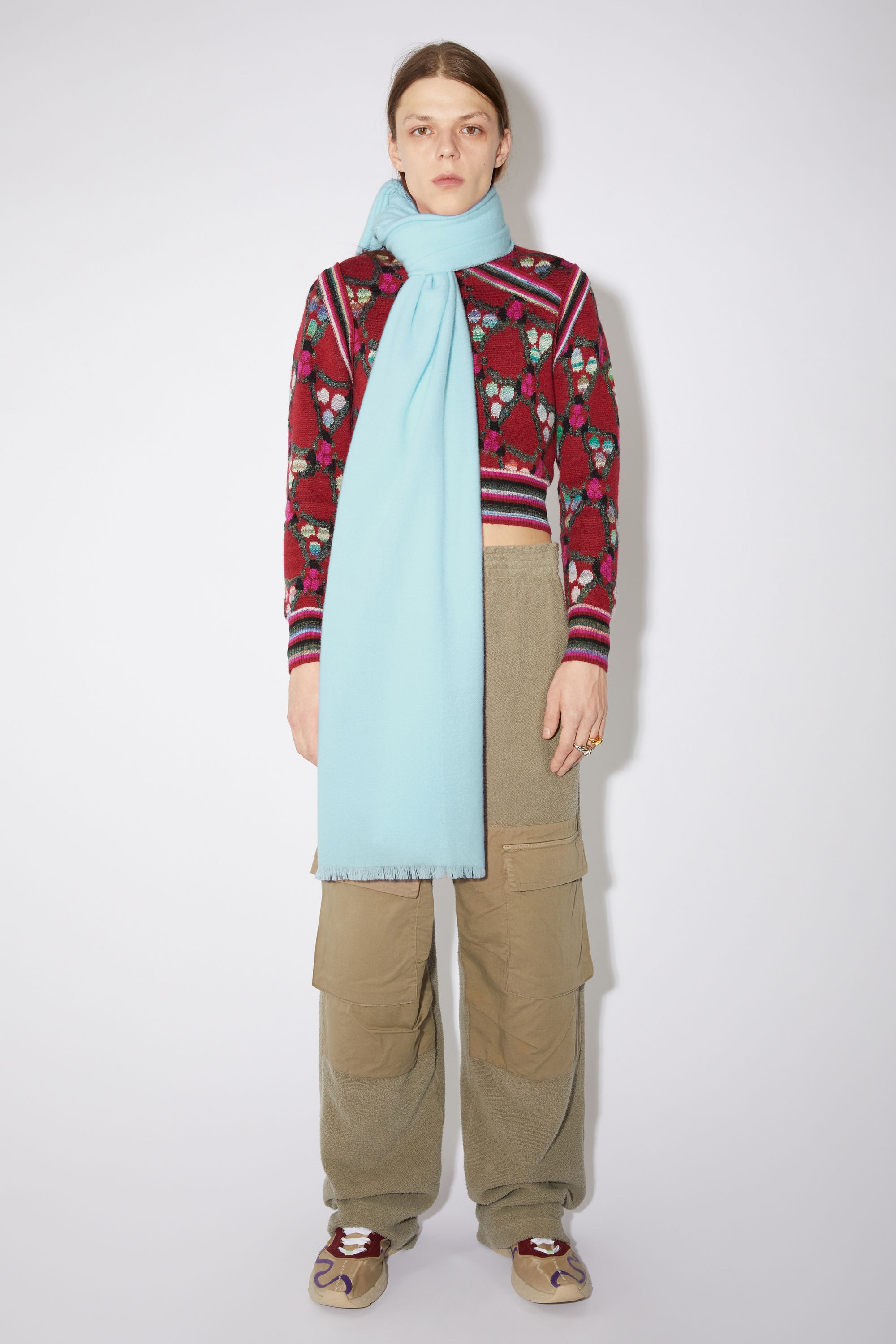 LIGHT WOOL SCARF - OVERSIZED - Aqua blue - 3