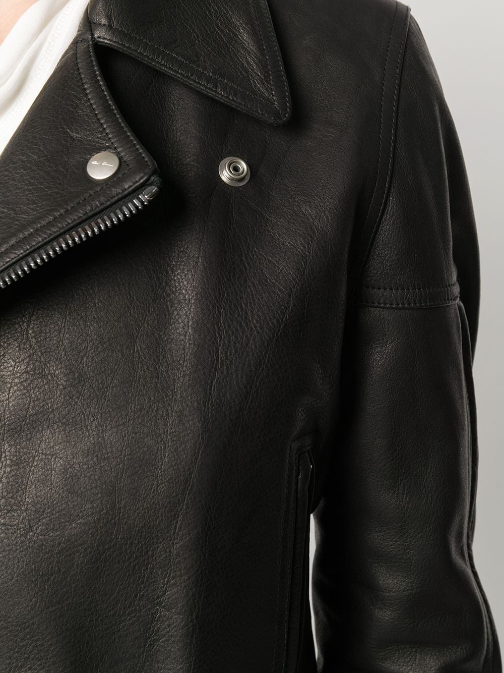 calf leather biker jacket - 5