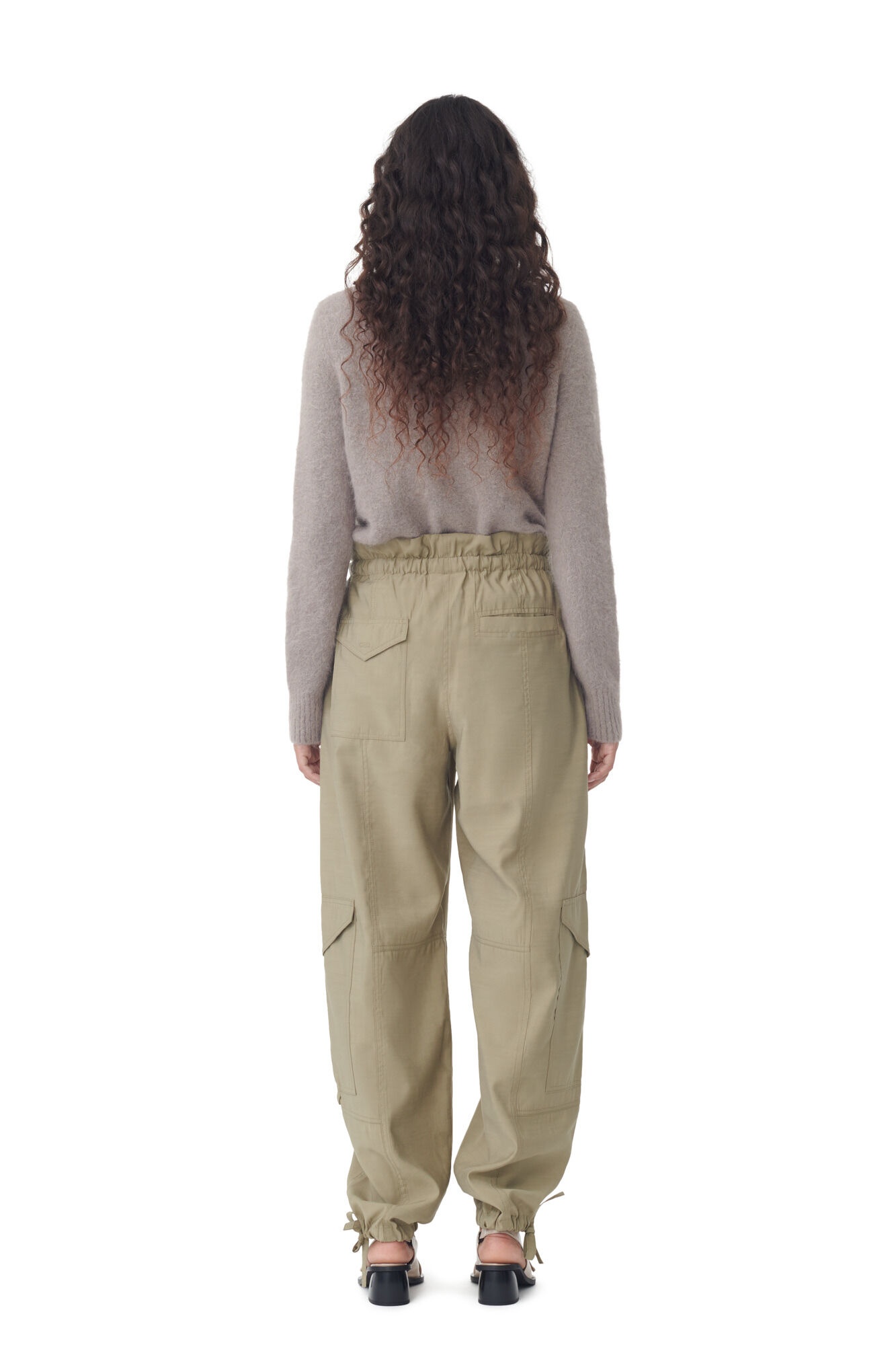 LIGHT SLUB HIGH WAIST POCKET PANTS - 4