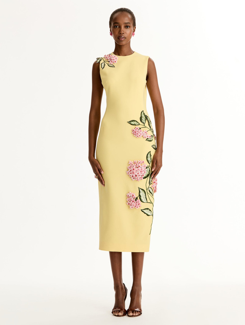Oscar de la Renta PORCELAIN FLOWER EMBROIDERED DRESS outlook
