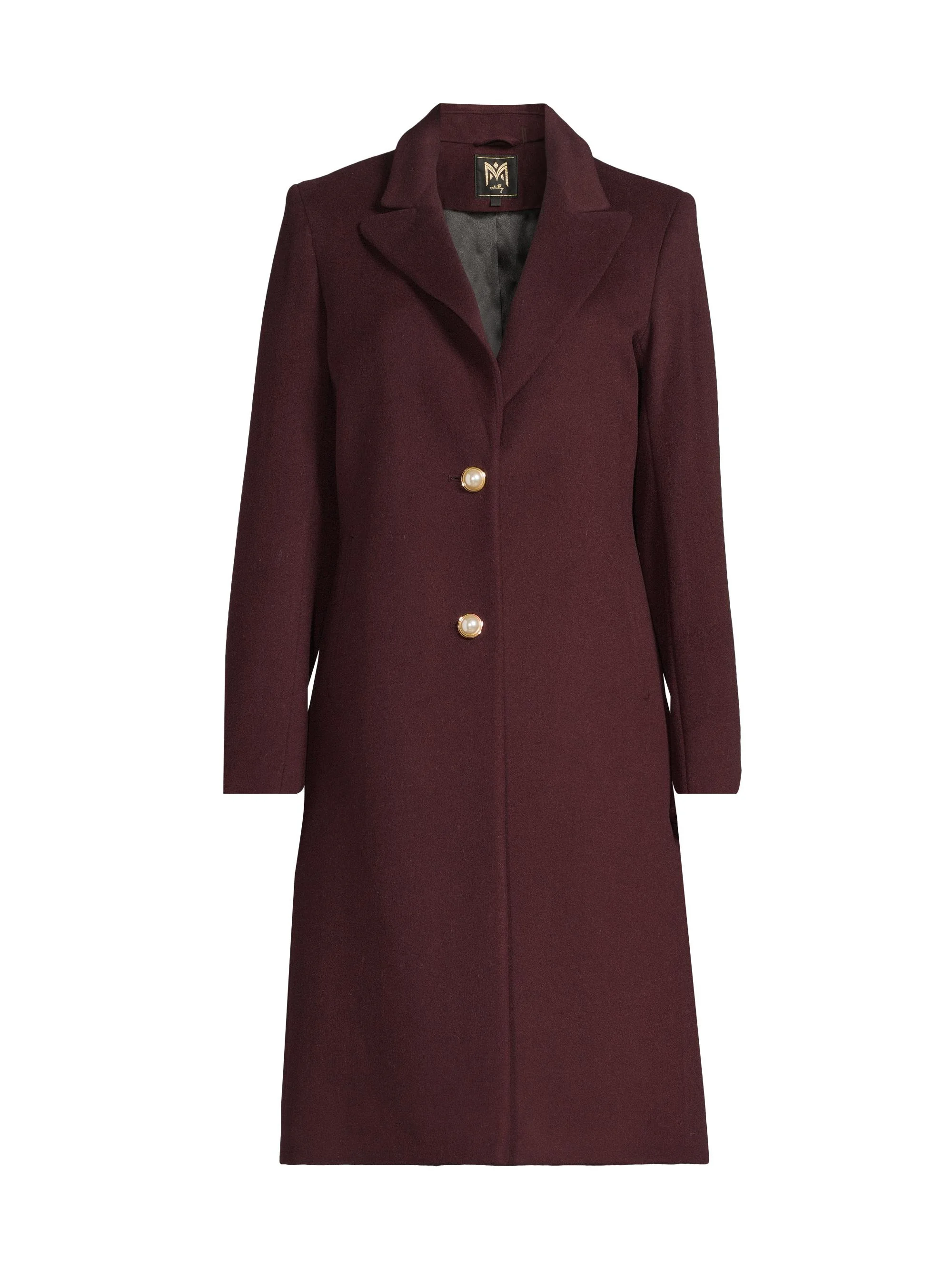 Women's Peak Lapel Wool-Blend Coat - Oxblood - 1