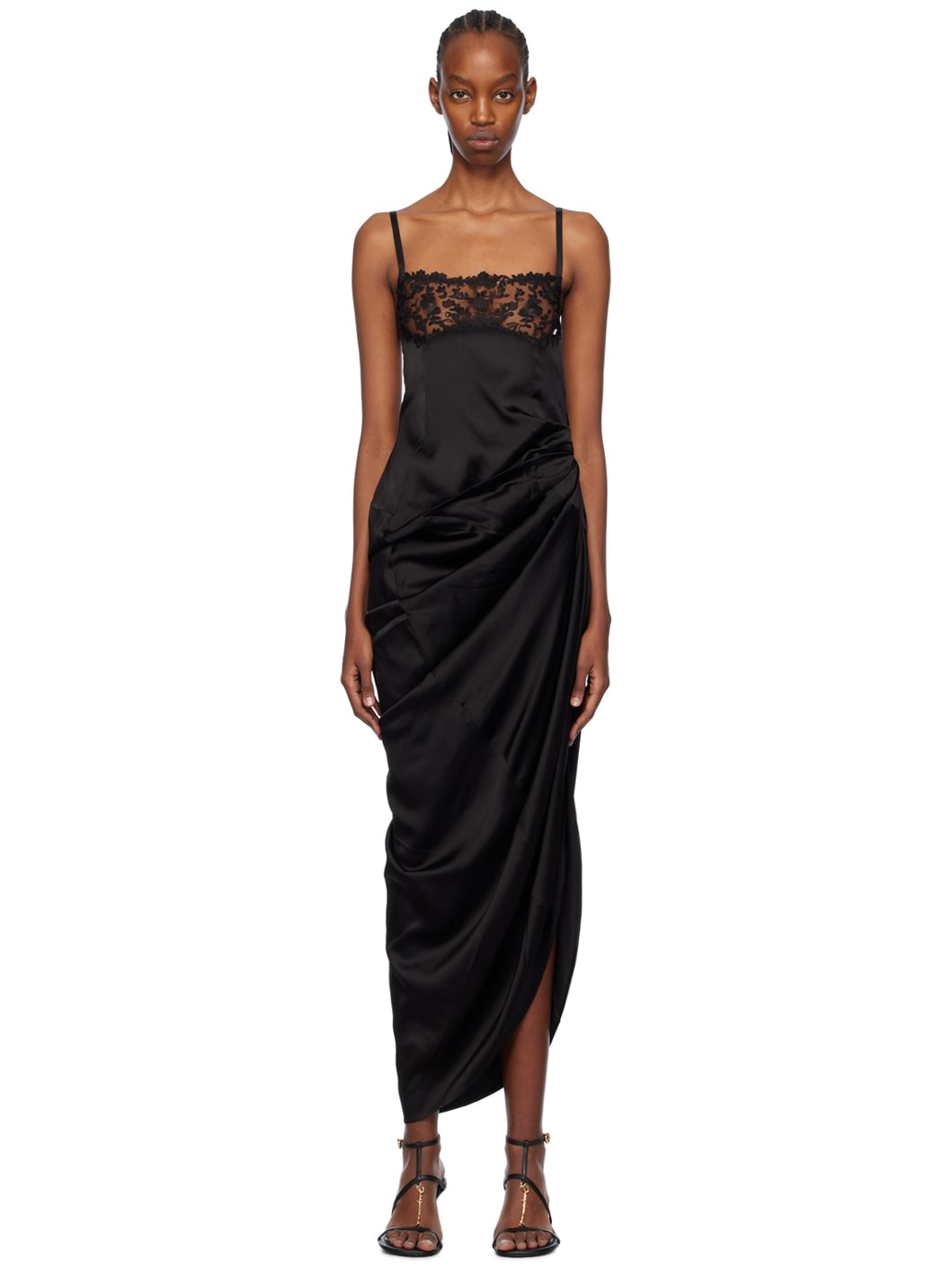 Black Les Sculptures 'La Saudade longue brodée' Maxi Dress - 1