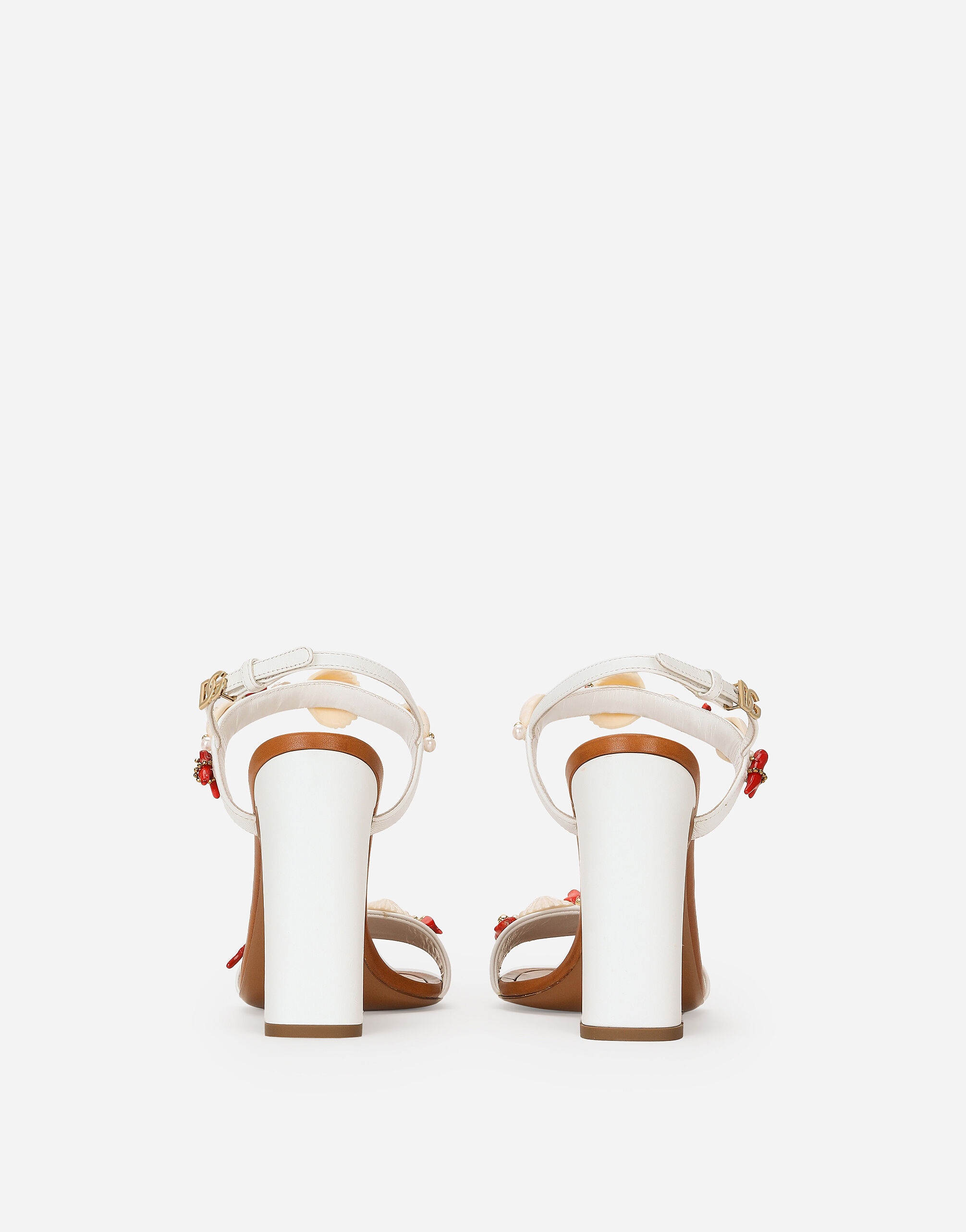 Nappa leather sandals with coral embroidery - 3