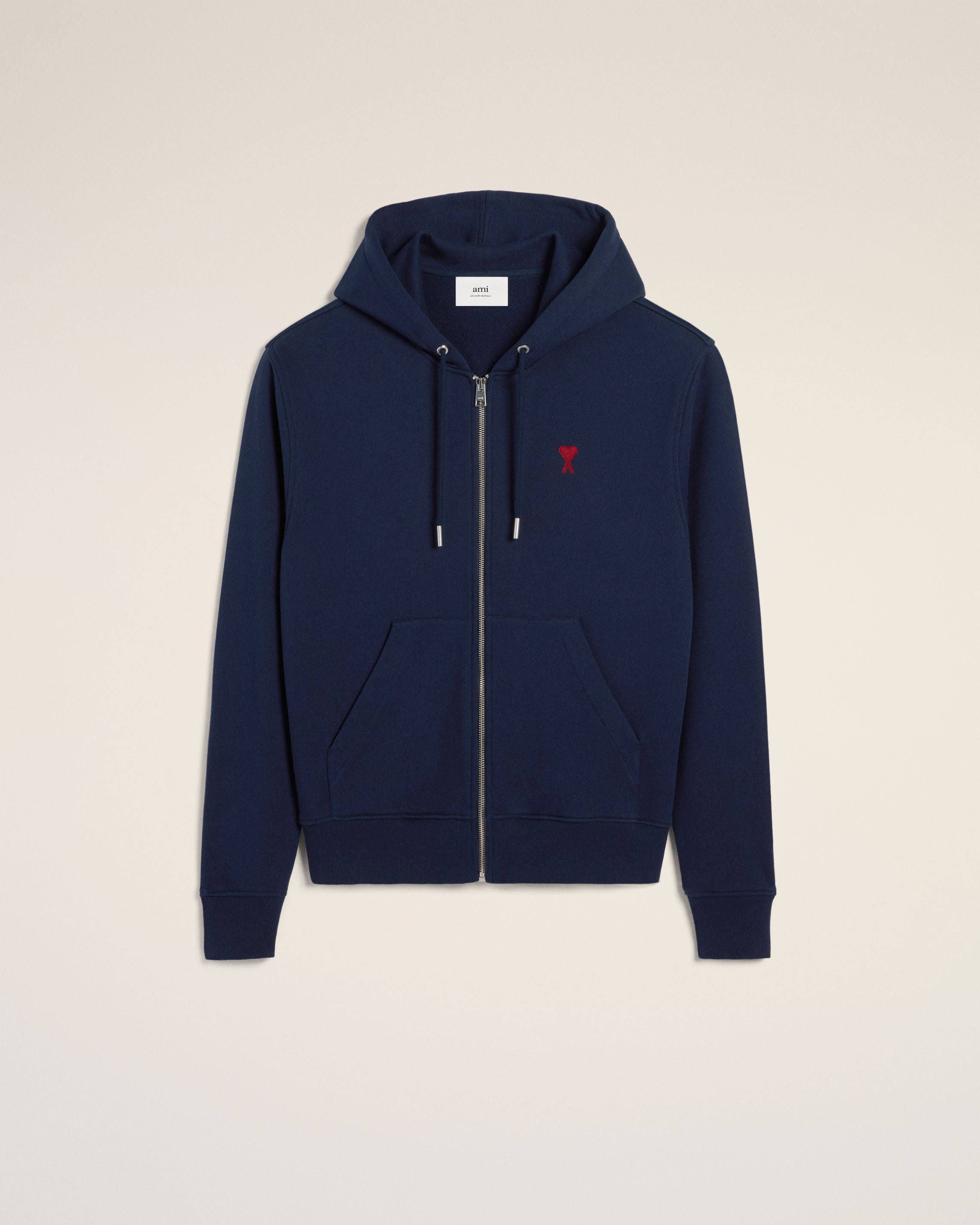 NAVY COTTON AMI DE COEUR ZIPPED HOODIE - 7