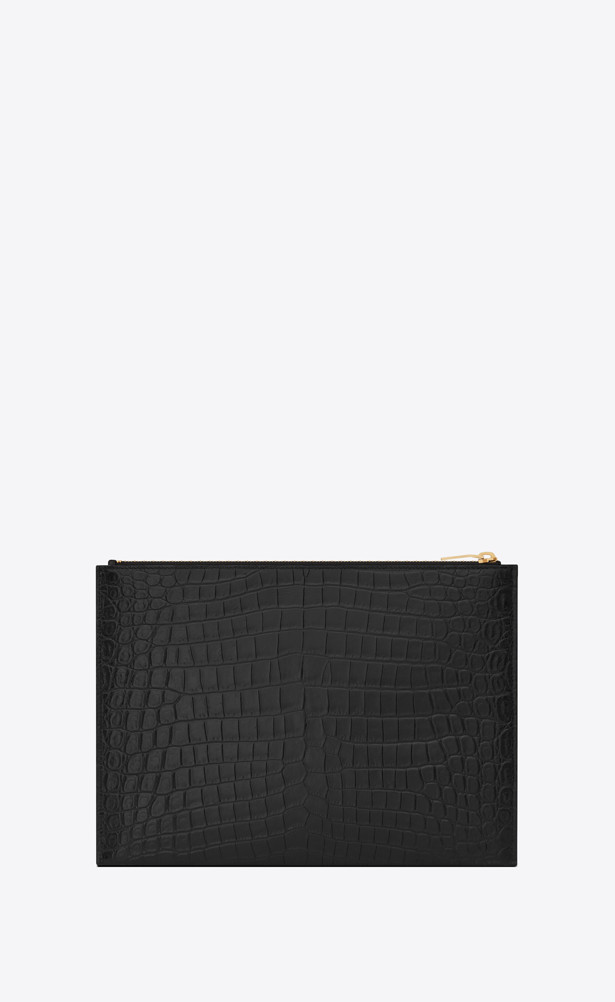 tiny monogram document holder in crocodile-embossed matte leather - 3