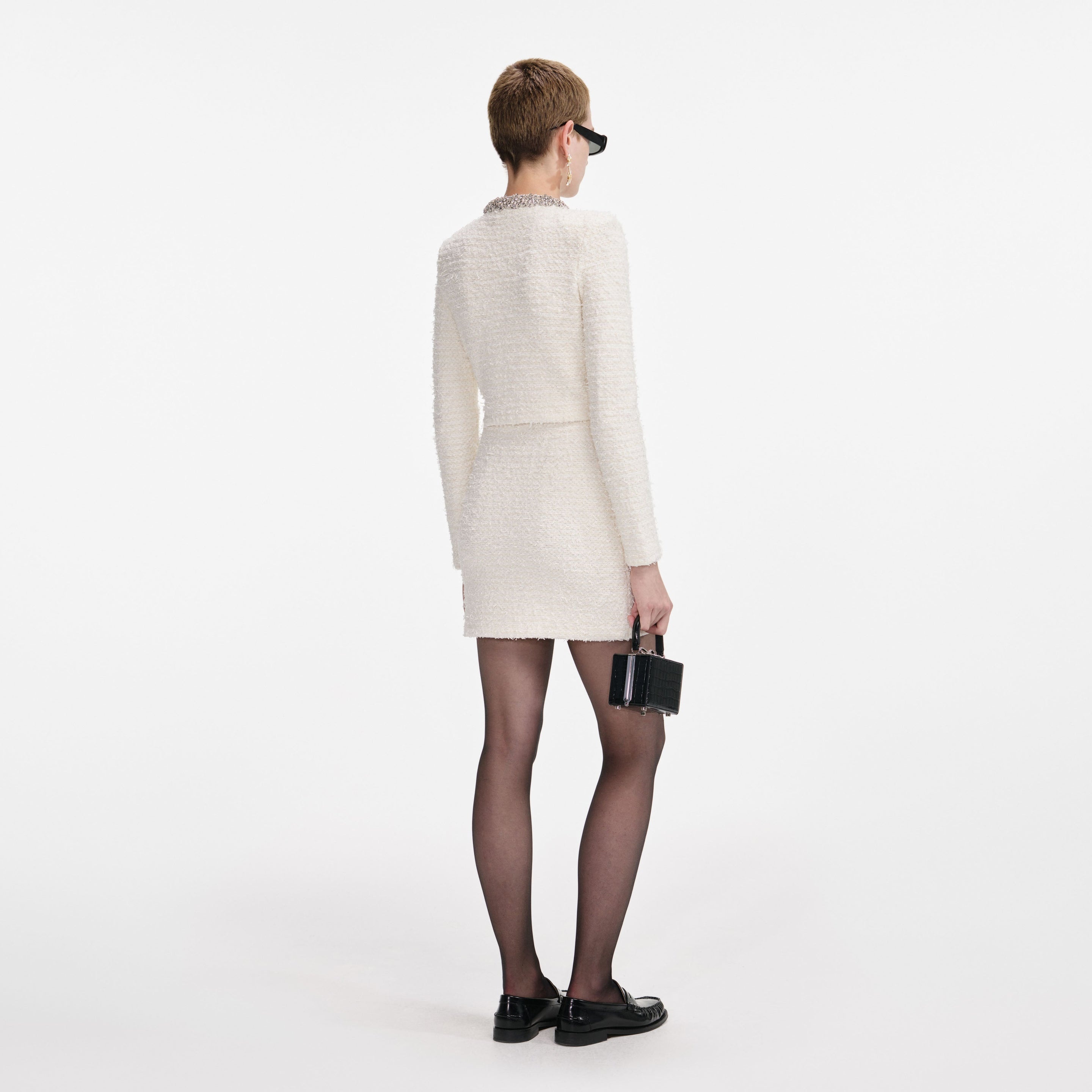 Cream Textured Knit Cardigan - 3