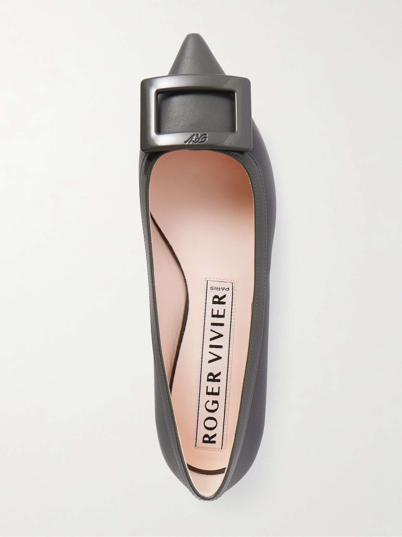 Gommettine buckled leather ballet flats Dark gray 5