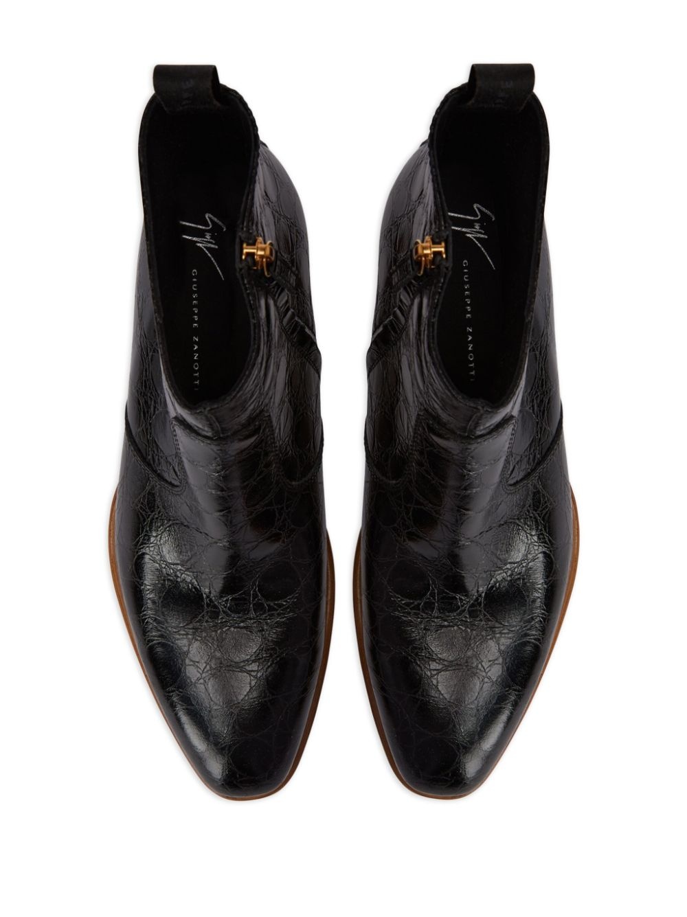 Fabyen crocodile-effect leather boots - 4
