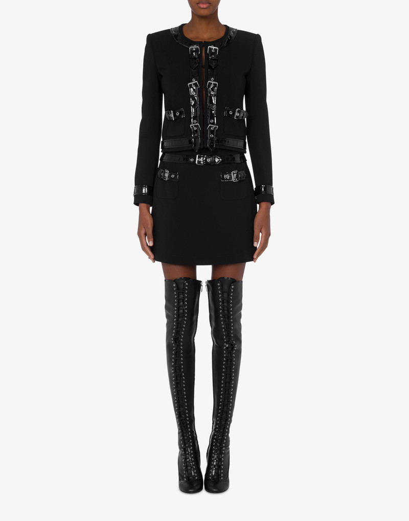 Moschino BONDAGE BUCKLE CADY SHORT JACKET outlook