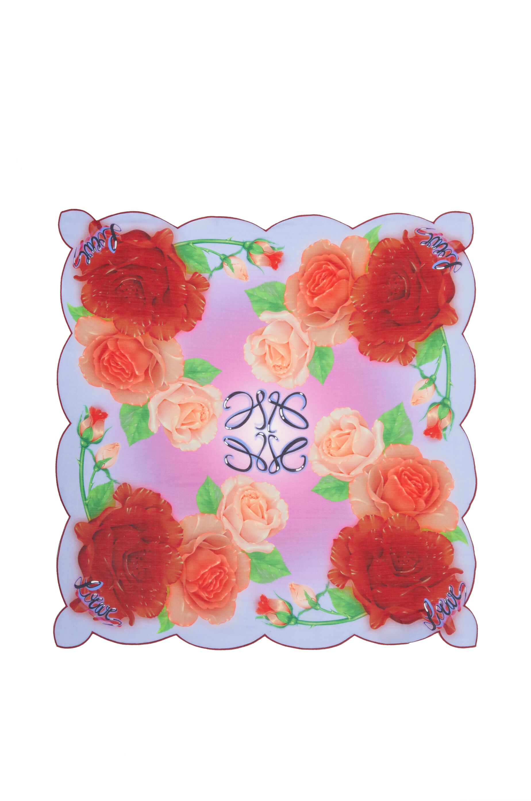 Roses scarf in cotton and silk - 1