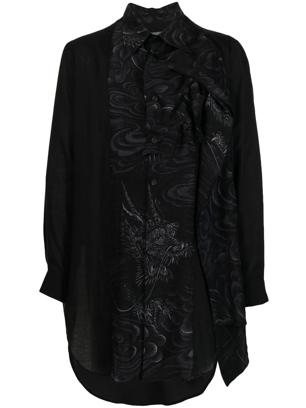 dragon-print shirt dress - 1